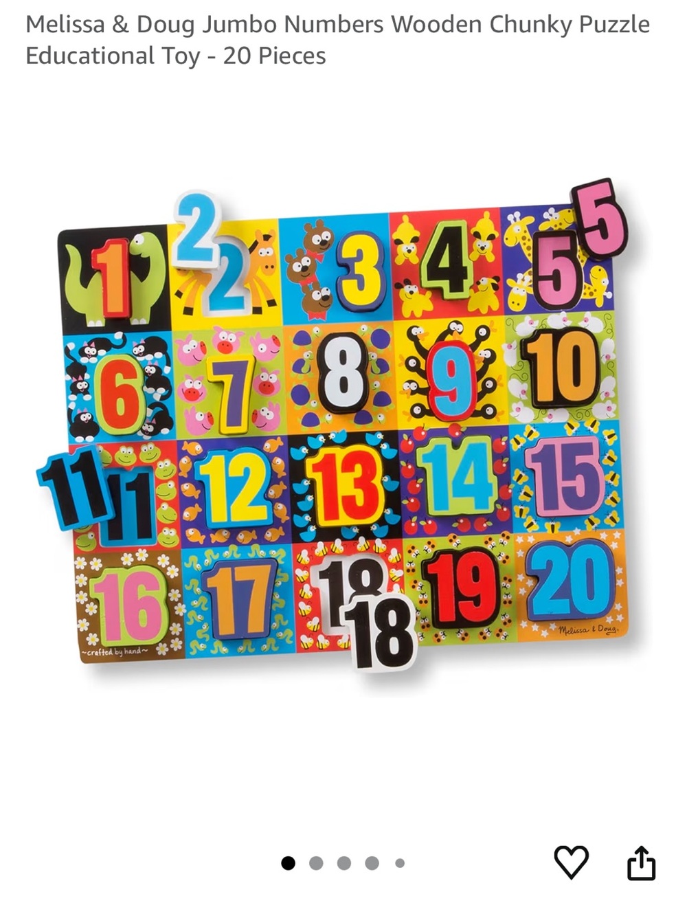 Melissa & Doug Jumbo Numbers Wooden Chunky Puzzle, new in plastic
